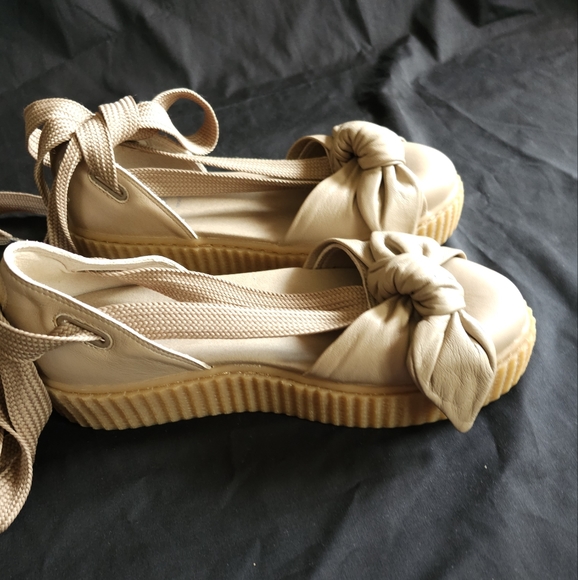 Fenty X Puma Chic Beige Espadrilles with Bow Accent - Picture 3 of 7